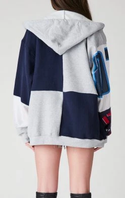 FURST OF A KIND VINTAGE SPLICED PATCHWORK ZIP UP HOODIE