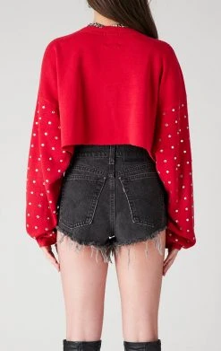 FURST OF A KIND VINTAGE NFL VINTAGE ALLOVER RHINESTONE CROPPED SWEATSHIRT