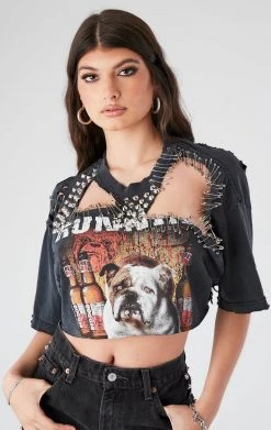 FURST OF A KIND VINTAGE CUT OUT PIN AND STUD CROPPED TEE FESTIVAL