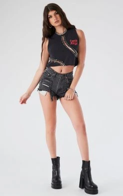 FURST OF A KIND VINTAGE CURVED SAFETY PIN CROPPED SLEEVELESS TEE 8 FURST OF A KIND VINTAGE CURVED SAFETY PIN CROPPED SLEEVELESS TEE