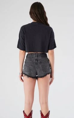 FURST OF A KIND VINTAGE DRINKS VINTAGE RHINESTONE FRINGE SLEEVE CROP TEE 7 FURST OF A KIND VINTAGE DRINKS VINTAGE RHINESTONE FRINGE SLEEVE CROP TEE