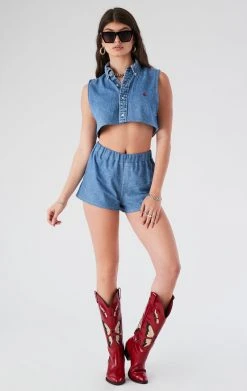 FURST OF A KIND REWORKED SETS VINTAGE CHAMBRAY SHIRT AND SHORT SET