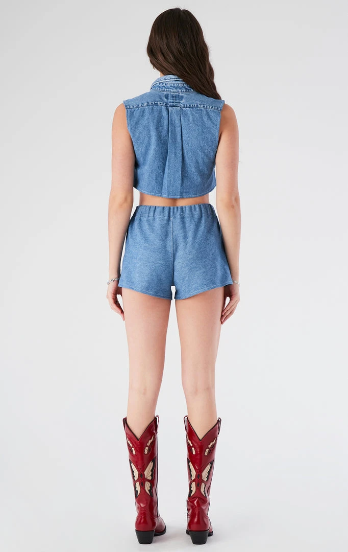 FURST OF A KIND REWORKED SETS VINTAGE CHAMBRAY SHIRT AND SHORT SET 5 FURST OF A KIND REWORKED SETS VINTAGE CHAMBRAY SHIRT AND SHORT SET