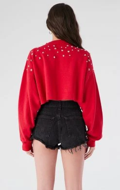 FURST OF A KIND VINTAGE MULTI STUD CROPPED SWEATSHIRT