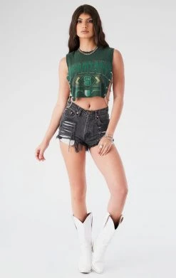 FURST OF A KIND VINTAGE CHAIN SIDE SLEEVELESS CROPPED TEE VINTAGE CHAINS