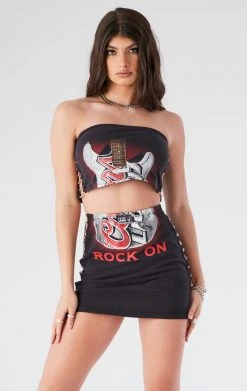 FURST OF A KIND VINTAGE CHAIN LADDER TUBE TOP AND SKIRT SET VINTAGE CHAINS