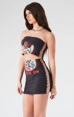 FURST OF A KIND VINTAGE CHAIN LADDER TUBE TOP AND SKIRT SET VINTAGE CHAINS