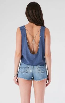 FURST OF A KIND VINTAGE CHAIN OVERLAY CUTOUT BACK SLEEVELESS TEE VINTAGE CHAINS