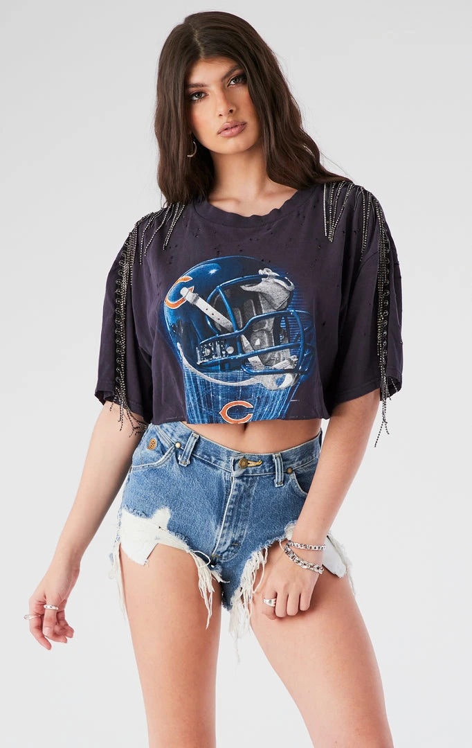 FURST OF A KIND VINTAGE RHINESTONE FRINGE SLEEVE CROP TEE 4 FURST OF A KIND VINTAGE RHINESTONE FRINGE SLEEVE CROP TEE