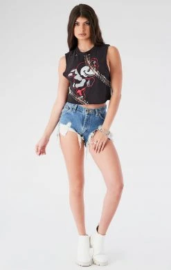 FURST OF A KIND VINTAGE CURVED SAFETY PIN CROPPED SLEEVELESS TEE