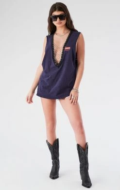 FURST OF A KIND VINTAGE CHAINS VINTAGE DEEP V CHAIN SLEEVELESS TEE