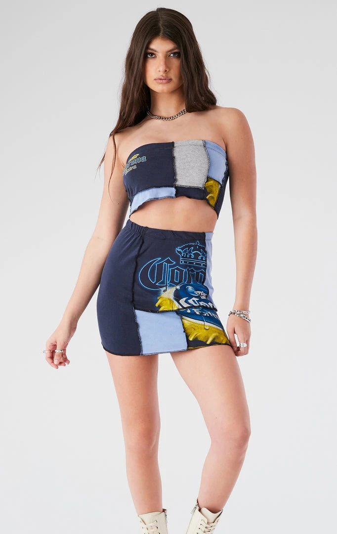 FURST OF A KIND VINTAGE DRINKS VINTAGE SPLICED TUBE TOP AND SKIRT SET 3 FURST OF A KIND VINTAGE DRINKS VINTAGE SPLICED TUBE TOP AND SKIRT SET