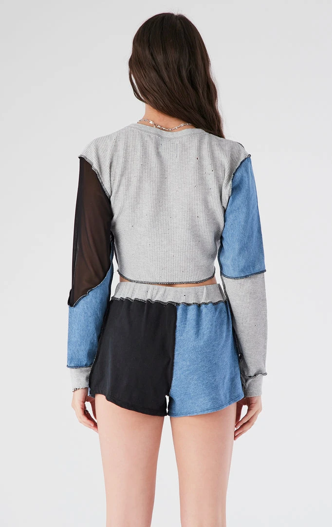 FURST OF A KIND VINTAGE MIXED MEDIA LONG SLEEVE TOP AND SHORT SET VINTAGE DRINKS 5 FURST OF A KIND VINTAGE MIXED MEDIA LONG SLEEVE TOP AND SHORT SET VINTAGE DRINKS