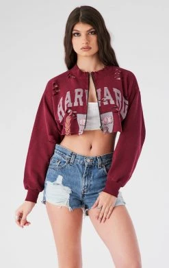 FURST OF A KIND VINTAGE ZIP CROPPED SWEATSHIRT VINTAGE COLLEGE