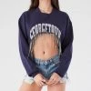 FURST OF A KIND VINTAGE CURVED HEM RHINESTONE FRINGE SWEATSHIRT 1 FURST OF A KIND VINTAGE CURVED HEM RHINESTONE FRINGE SWEATSHIRT