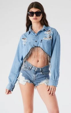 FURST OF A KIND VINTAGE RHINESTONE FRINGE CHAMBRAY 6 FURST OF A KIND VINTAGE RHINESTONE FRINGE CHAMBRAY