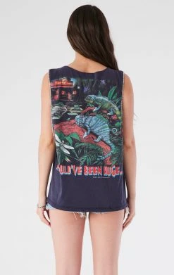 FURST OF A KIND VINTAGE CRISS CROSS RHINESTONE SLEEVELESS TEE VINTAGE DRINKS