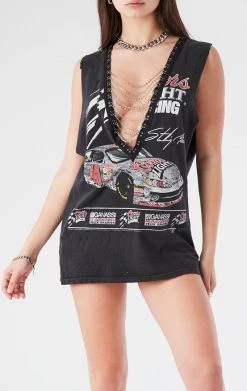 FURST OF A KIND VINTAGE CHAINS VINTAGE DEEP V CHAIN SLEEVELESS TEE