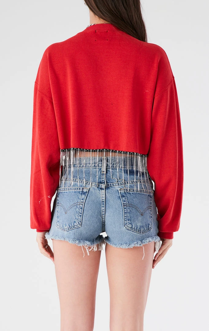 FURST OF A KIND VINTAGE CURVED HEM RHINESTONE FRINGE SWEATSHIRT VINTAGE RHINESTONE FRINGE 4 FURST OF A KIND VINTAGE CURVED HEM RHINESTONE FRINGE SWEATSHIRT VINTAGE RHINESTONE FRINGE