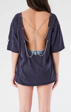 FURST OF A KIND VINTAGE CHAIN OVERLAY CUTOUT BACK TEE