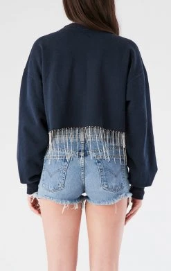 FURST OF A KIND VINTAGE CURVED HEM RHINESTONE FRINGE SWEATSHIRT 5 FURST OF A KIND VINTAGE CURVED HEM RHINESTONE FRINGE SWEATSHIRT