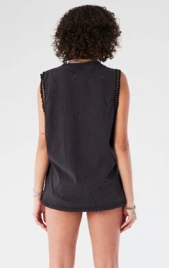 FURST OF A KIND VINTAGE CHAIN TRIM SLEEVELESS TEE VINTAGE CHAINS