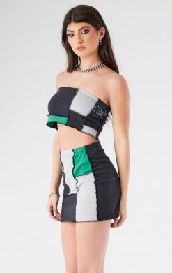 FURST OF A KIND VINTAGE SPORTS VINTAGE SPLICED TUBE TOP AND SKIRT SET
