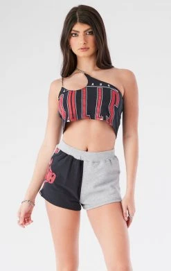 FURST OF A KIND VINTAGE ONE SHOULDER DOUBLE CHAIN SHORT SET VINTAGE CHAINS