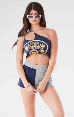 FURST OF A KIND VINTAGE ONE SHOULDER DOUBLE CHAIN SHORT SET VINTAGE CHAINS