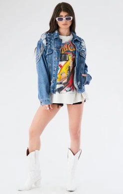 FURST OF A KIND VINTAGE DRAPE CHAIN STUDDED DENIM JACKET FESTIVAL 17 FURST OF A KIND VINTAGE DRAPE CHAIN STUDDED DENIM JACKET FESTIVAL