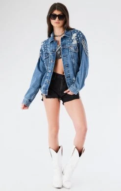 FURST OF A KIND VINTAGE DRAPE CHAIN STUDDED DENIM JACKET FESTIVAL 16 FURST OF A KIND VINTAGE DRAPE CHAIN STUDDED DENIM JACKET FESTIVAL