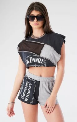 FURST OF A KIND VINTAGE DRINKS VINTAGE MIXED MEDIA TOP AND SHORT SET