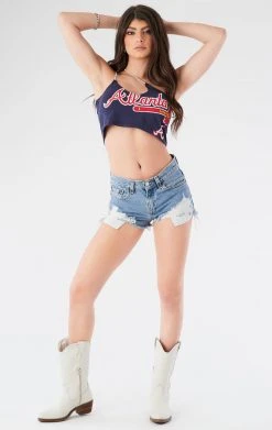 FURST OF A KIND VINTAGE SPORTS VINTAGE ONE SHOULDER DOUBLE RHINESTONE STRAP TANK