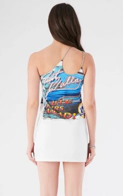 FURST OF A KIND VINTAGE ONE SHOULDER DOUBLE CHAIN STRAP DRESS VINTAGE CHAINS