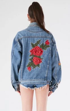 FURST OF A KIND VINTAGE FLORAL APPLIQUE STUDDED DENIM JACKET 10 FURST OF A KIND VINTAGE FLORAL APPLIQUE STUDDED DENIM JACKET