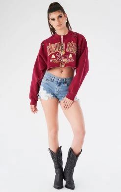 FURST OF A KIND VINTAGE ZIP CROPPED SWEATSHIRT VINTAGE COLLEGE