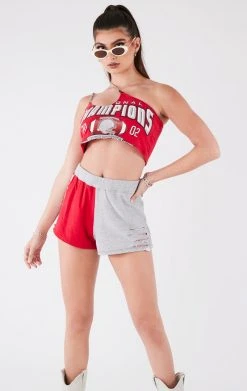 FURST OF A KIND VINTAGE ONE SHOULDER DOUBLE CHAIN SHORT SET