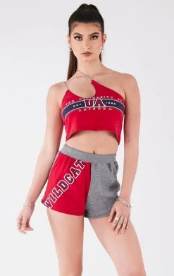 FURST OF A KIND VINTAGE CHAINS VINTAGE ONE SHOULDER DOUBLE CHAIN SHORT SET