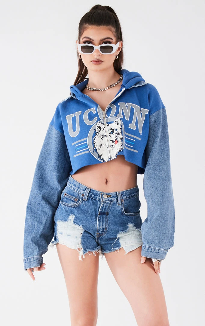 FURST OF A KIND VINTAGE DENIM JACKETS VINTAGE SPLICED DENIM JACKET ZIP UP HOODIE 3 FURST OF A KIND VINTAGE DENIM JACKETS VINTAGE SPLICED DENIM JACKET ZIP UP HOODIE