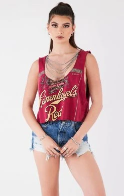 FURST OF A KIND VINTAGE CHAIN OVERLAY CUTOUT BACK SLEEVELESS TEE VINTAGE CHAINS