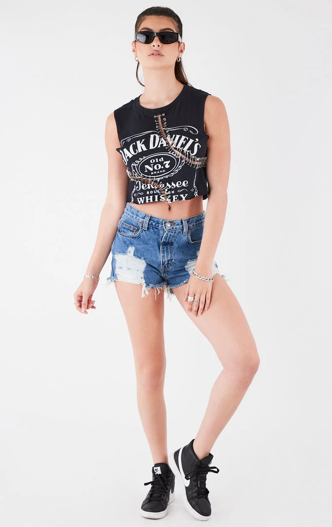 FURST OF A KIND VINTAGE CURVED SAFETY PIN CROPPED SLEEVELESS TEE 3 FURST OF A KIND VINTAGE CURVED SAFETY PIN CROPPED SLEEVELESS TEE