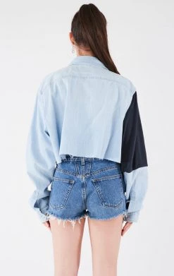 FURST OF A KIND VINTAGE COLLEGE VINTAGE PATCHWORK CROPPED CHAMBRAY 7 FURST OF A KIND VINTAGE COLLEGE VINTAGE PATCHWORK CROPPED CHAMBRAY