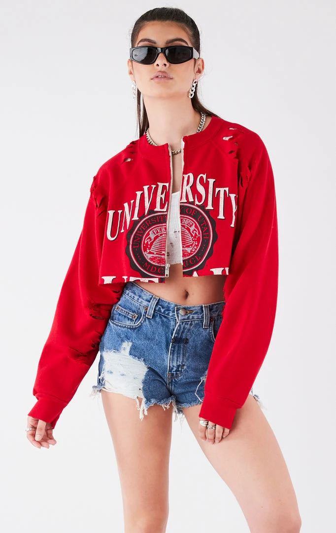 FURST OF A KIND VINTAGE ZIP CROPPED SWEATSHIRT VINTAGE COLLEGE 3 FURST OF A KIND VINTAGE ZIP CROPPED SWEATSHIRT VINTAGE COLLEGE