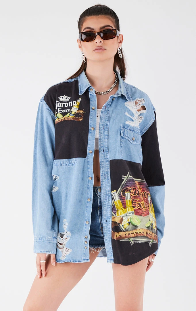 FURST OF A KIND VINTAGE PATCHWORK CHAMBRAY VINTAGE DRINKS 3 FURST OF A KIND VINTAGE PATCHWORK CHAMBRAY VINTAGE DRINKS