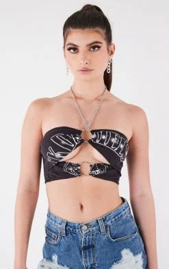 FURST OF A KIND FESTIVAL VINTAGE CUT OUT CHAIN HALTER TOP