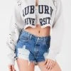 FURST OF A KIND VINTAGE COLLEGE VINTAGE ZIP CROPPED SWEATSHIRT