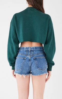 FURST OF A KIND VINTAGE CHAIN LACE UP CROP SWEATSHIRT