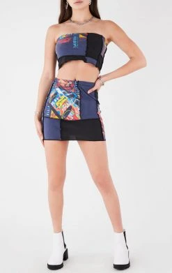 FURST OF A KIND VINTAGE SPLICED TUBE TOP AND SKIRT SET REWORKED SETS
