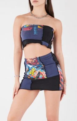 FURST OF A KIND VINTAGE SPLICED TUBE TOP AND SKIRT SET REWORKED SETS