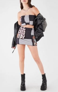 FURST OF A KIND VINTAGE SPLICED TUBE TOP AND SKIRT SET